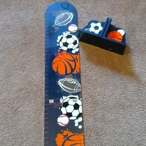 Sports theme Growth Chart and book shelve book stoppers- bookends
